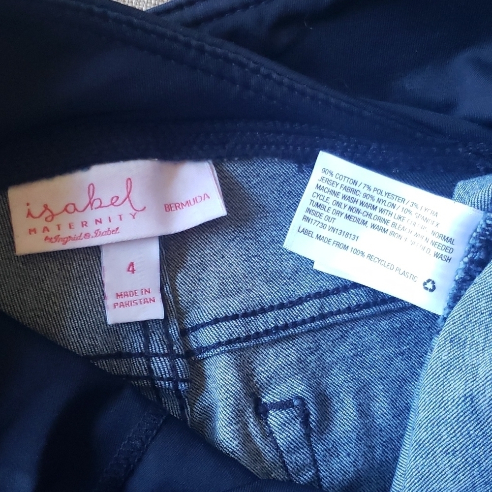 Isabel maternity blue denim stretch bermuda shorts 4 - Picture 4 of 4